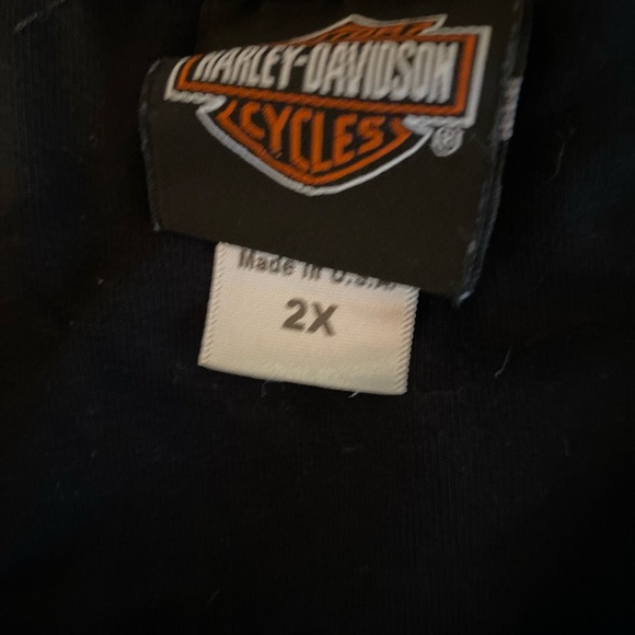 Harley Davidson Black Spaghetti adjustable strap tank top with built in bra. - Picture 2 of 4